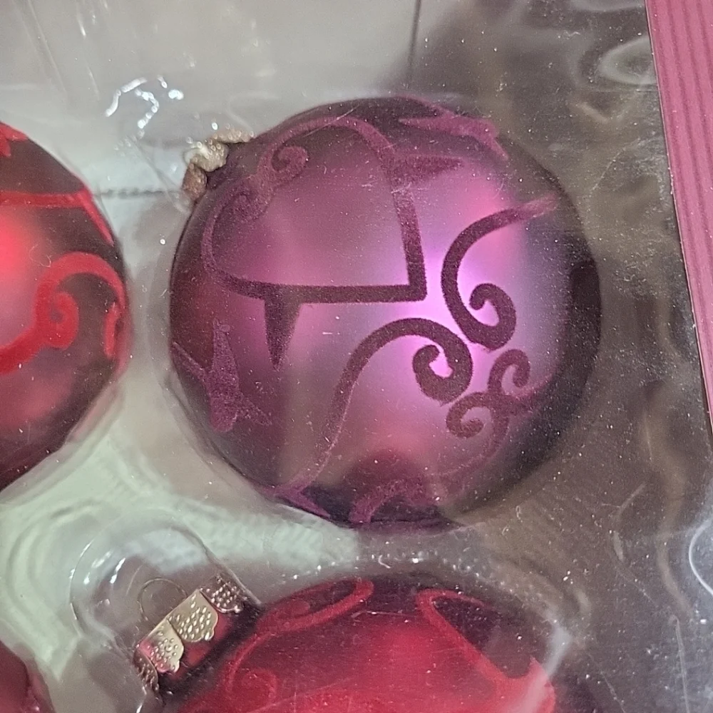 Glass Ornaments With Felt Heart Design 4 Pack NEW‎ Jewel Tones 4